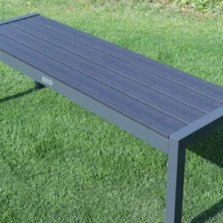 VILLANA Bank, Anthrazit, Alu/Holzimitat, 135x40x45 Cm, Für Bis Zu 3 Personen -Günstiges Garten Perle Geschäft 21648 4.jpg