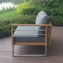 OUTFLEXX 2-Sitzer Sofa, Natur / Grau, FSC-Teak / Edelstahl / Olefin, 165x74x64 Cm, Armlehne Links 10 OUTFLEXX 2-Sitzer Sofa, Natur / Grau, FSC-Teak / Edelstahl / Olefin, 165x74x64 Cm, Armlehne Links -Günstiges Garten Perle Geschäft 21650 3.JPG 1