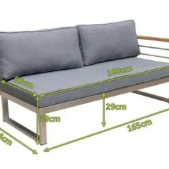 OUTFLEXX 2-Sitzer Sofa, Natur / Grau, FSC-Teak / Edelstahl / Olefin, 165x74x64 Cm, Armlehne Links 11 OUTFLEXX 2-Sitzer Sofa, Natur / Grau, FSC-Teak / Edelstahl / Olefin, 165x74x64 Cm, Armlehne Links -Günstiges Garten Perle Geschäft 21650 5 mass.jpg