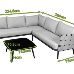 OUTFLEXX Ecklounge, Anthrazit Matt/hellgrau, Alu/Spuncrylic, 3-tlg., Tisch 76x76cm 4-5 Pers 16 OUTFLEXX Ecklounge, Anthrazit Matt/hellgrau, Alu/Spuncrylic, 3-tlg., Tisch 76x76cm 4-5 Pers -Günstiges Garten Perle Geschäft 21793 5.jpg