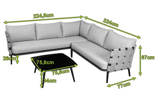 OUTFLEXX Ecklounge, Anthrazit Matt/hellgrau, Alu/Spuncrylic, 3-tlg., Tisch 76x76cm 4-5 Pers 5 OUTFLEXX Ecklounge, Anthrazit Matt/hellgrau, Alu/Spuncrylic, 3-tlg., Tisch 76x76cm 4-5 Pers – Bild 5