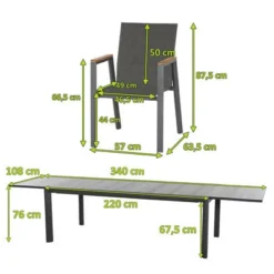 SIENA GARDEN Gomera II/Kingston Esstischgarnitur, Matt Graphit/grau/wood Look, Alu/Teak/Keramik/Texfabric, Tisch 220/340x108 Cm, 6 Stapelsessel 12 SIENA GARDEN Gomera II/Kingston Esstischgarnitur, Matt Graphit/grau/wood Look, Alu/Teak/Keramik/Texfabric, Tisch 220/340x108 Cm, 6 Stapelsessel -Günstiges Garten Perle Geschäft 22065 5.jpg