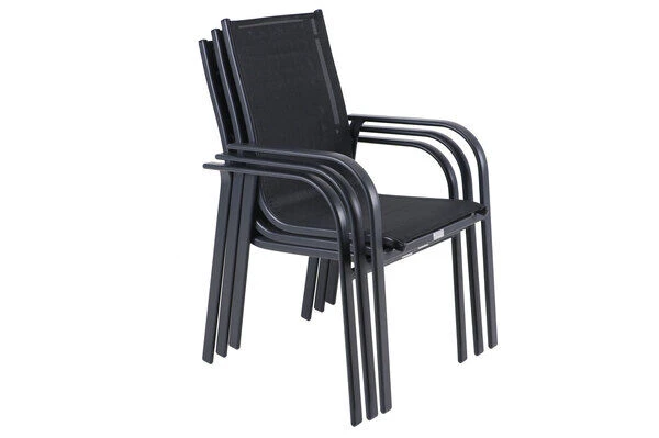 OUTFLEXX Esstischgarnitur, OUTFLEXX® Anthrazit Matt, Alu / Teak / Textil, Tisch 150/210x90cm, 6 Sessel, Stapelbar 13 OUTFLEXX Esstischgarnitur, OUTFLEXX® Anthrazit Matt, Alu / Teak / Textil, Tisch 150/210x90cm, 6 Sessel, Stapelbar – Bild 13