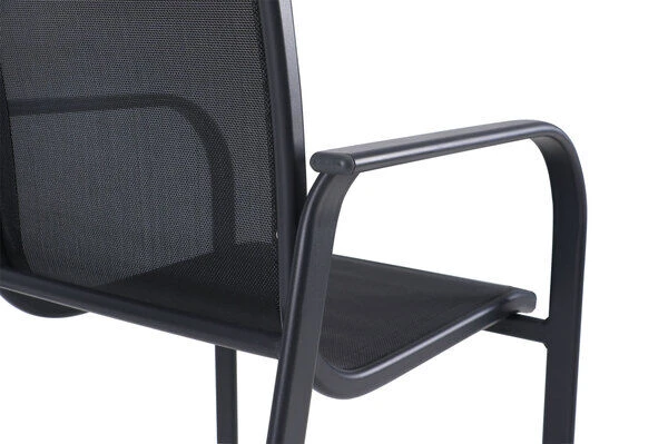 OUTFLEXX Esstischgarnitur, OUTFLEXX® Anthrazit Matt, Alu / Teak / Textil, Tisch 150/210x90cm, 6 Sessel, Stapelbar 16 OUTFLEXX Esstischgarnitur, OUTFLEXX® Anthrazit Matt, Alu / Teak / Textil, Tisch 150/210x90cm, 6 Sessel, Stapelbar – Bild 16