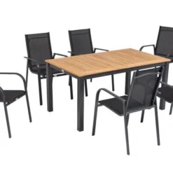 OUTFLEXX Esstischgarnitur, OUTFLEXX® Anthrazit Matt, Alu / Teak / Textil, Tisch 150/210x90cm, 6 Sessel, Stapelbar 33 OUTFLEXX Esstischgarnitur, OUTFLEXX® Anthrazit Matt, Alu / Teak / Textil, Tisch 150/210x90cm, 6 Sessel, Stapelbar -Günstiges Garten Perle Geschäft 22183 17.jpg