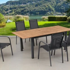 OUTFLEXX Esstischgarnitur, OUTFLEXX® Anthrazit Matt, Alu / Teak / Textil, Tisch 150/210x90cm, 6 Sessel, Stapelbar 22 OUTFLEXX Esstischgarnitur, OUTFLEXX® Anthrazit Matt, Alu / Teak / Textil, Tisch 150/210x90cm, 6 Sessel, Stapelbar -Günstiges Garten Perle Geschäft 22183 6.jpg
