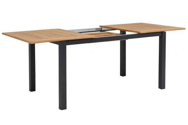 OUTFLEXX Esstischgarnitur, OUTFLEXX® Anthrazit Matt, Alu / Teak / Textil, Tisch 150/210x90cm, 6 Sessel, Stapelbar 9 OUTFLEXX Esstischgarnitur, OUTFLEXX® Anthrazit Matt, Alu / Teak / Textil, Tisch 150/210x90cm, 6 Sessel, Stapelbar – Bild 9