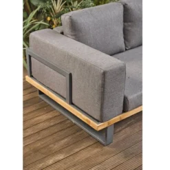 OUTFLEXX Loungeset, Aluminium Mit Sunproof Olefin, FSC Akazie, Gepolstert In Grau, Für 3-4 Personen -Günstiges Garten Perle Geschäft 22368 2.jpg