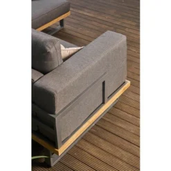 OUTFLEXX Loungeset, Aluminium Mit Sunproof Olefin, FSC Akazie, Gepolstert In Grau, Für 3-4 Personen -Günstiges Garten Perle Geschäft 22368 3.jpg