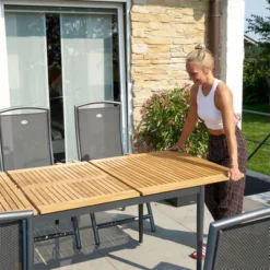 HARTMAN Silencio / Aruba Sitzgruppe, Xerix/natur, Alu/Teak, 8 Dining Sessel, 160/220x90cm, FSC-Teak Armlehnen -Günstiges Garten Perle Geschäft 22443 7.jpg