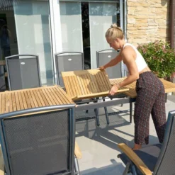 HARTMAN Silencio / Aruba Sitzgruppe, Xerix/natur, Alu/Teak, 8 Dining Sessel, 160/220x90cm, FSC-Teak Armlehnen -Günstiges Garten Perle Geschäft 22443 8.jpg