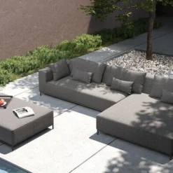 OUTFLEXX Flow Loungemöbel, Anthrazit/senda Grafito 1029, Alu/Agora, Für Bis Zu 5 Personen, Inkl. Rücken- Und Dekokissen