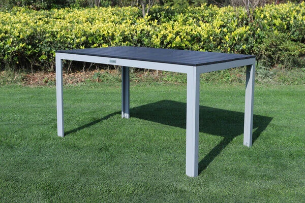 VILLANA Esstischgarnitur, Silber/schwarz, Alu/Holzimitat/Textil, Tisch 150x90cm, 4 Multipositionssessel 4 VILLANA Esstischgarnitur, Silber/schwarz, Alu/Holzimitat/Textil, Tisch 150x90cm, 4 Multipositionssessel – Bild 4