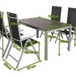 VILLANA Esstischgarnitur, Silber/schwarz, Alu/Holzimitat/Textil, Tisch 150x90cm, 4 Multipositionssessel 24 VILLANA Esstischgarnitur, Silber/schwarz, Alu/Holzimitat/Textil, Tisch 150x90cm, 4 Multipositionssessel -Günstiges Garten Perle Geschäft 22559 05.jpg