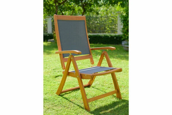 OUTFLEXX Sitzgruppe, Natur/grau, Akazie/Textilene, Ausziehtisch 150/200 X 90 Cm, 6 Multipo 5-fach 4 OUTFLEXX Sitzgruppe, Natur/grau, Akazie/Textilene, Ausziehtisch 150/200 X 90 Cm, 6 Multipo 5-fach – Bild 4