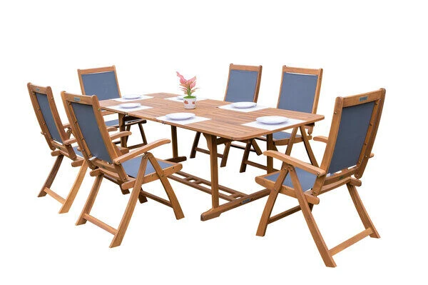 OUTFLEXX Sitzgruppe, Natur/grau, Akazie/Textilene, Ausziehtisch 150/200 X 90 Cm, 6 Multipo 5-fach 9 OUTFLEXX Sitzgruppe, Natur/grau, Akazie/Textilene, Ausziehtisch 150/200 X 90 Cm, 6 Multipo 5-fach – Bild 9