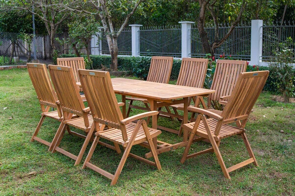 OUTFLEXX Sitzgruppe, Natur, Akazie, Ausziehtisch 180/240 X 100 Cm, 8 Multipositionssessel 1 OUTFLEXX Sitzgruppe, Natur, Akazie, Ausziehtisch 180/240 X 100 Cm, 8 Multipositionssessel