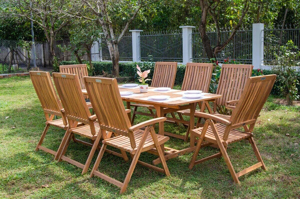 OUTFLEXX Sitzgruppe, Natur, Akazie, Ausziehtisch 180/240 X 100 Cm, 8 Multipositionssessel 8 OUTFLEXX Sitzgruppe, Natur, Akazie, Ausziehtisch 180/240 X 100 Cm, 8 Multipositionssessel – Bild 8