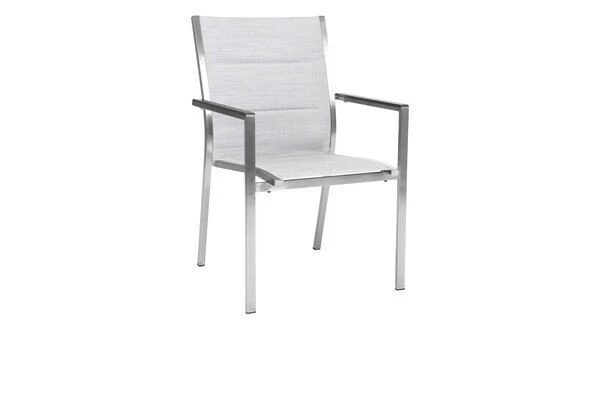 STERN Esstischgarnitur, Silber/grau, Edelstahl/Textilene, Tisch 200 X 100 Cm, 4 Stapelsessel, 2 Multipo, Padded 3 STERN Esstischgarnitur, Silber/grau, Edelstahl/Textilene, Tisch 200 X 100 Cm, 4 Stapelsessel, 2 Multipo, Padded – Bild 3