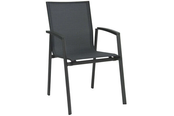 STERN New Top Esstischgarnitur, Anthrazit, Alu / Glas / Textil, Tisch 180/240x100cm, 6 Stapelsessel 2 STERN New Top Esstischgarnitur, Anthrazit, Alu / Glas / Textil, Tisch 180/240x100cm, 6 Stapelsessel – Bild 2