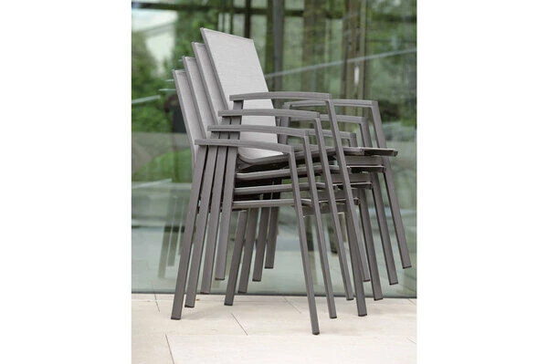 STERN New Top Esstischgarnitur, Anthrazit, Alu / Glas / Textil, Ausziehtisch 180/240x100cm, 4 Stapel-, 2 Klappsessel 14 STERN New Top Esstischgarnitur, Anthrazit, Alu / Glas / Textil, Ausziehtisch 180/240x100cm, 4 Stapel-, 2 Klappsessel – Bild 14