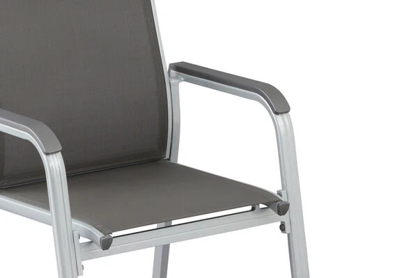 KETTLER BasicPlus Esstischgarnitur, Silber / Anthrazit, Alu / Spraystone / Textil, Tisch 180/280x100cm, 10 Stapelsessel 12 KETTLER BasicPlus Esstischgarnitur, Silber / Anthrazit, Alu / Spraystone / Textil, Tisch 180/280x100cm, 10 Stapelsessel – Bild 12