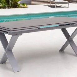 KETTLER Granada Esstischgarnitur, Silber / Anthrazit, Alu / HPL / Teak, Tisch 180/280x100cm, 8 Stapelsessel, 2 Multipo -Günstiges Garten Perle Geschäft 23057 4.jpg