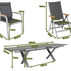 KETTLER Granada Esstischgarnitur, Silber / Anthrazit, Alu / HPL / Teak, Tisch 180/280x100cm, 8 Stapelsessel, 2 Multipo -Günstiges Garten Perle Geschäft 23057 5.jpg