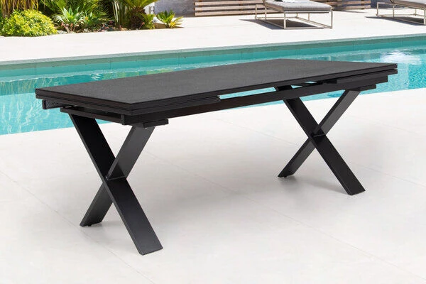 KETTLER Altura Esstischgarnitur, Anthrazit, Alu / Spraystone / Textil, Tisch 180/280x100cm, 6 Multipositionssessel 3 KETTLER Altura Esstischgarnitur, Anthrazit, Alu / Spraystone / Textil, Tisch 180/280x100cm, 6 Multipositionssessel – Bild 3