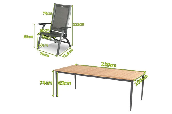 HARTMAN Silencio / Primo Sitzgruppe, Xerix/natur, Alu/Teak, 8 Multipo, 220x100cm, FSC-Teak Tischplatte 5 HARTMAN Silencio / Primo Sitzgruppe, Xerix/natur, Alu/Teak, 8 Multipo, 220x100cm, FSC-Teak Tischplatte – Bild 5