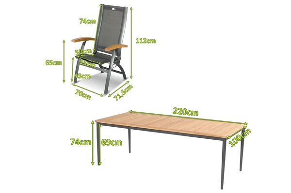 HARTMAN Silencio / Primo Sitzgruppe, Xerix/natur, Alu/Teak, 8 Multipo, 220x100cm, FSC-Teak Armlehnen 5 HARTMAN Silencio / Primo Sitzgruppe, Xerix/natur, Alu/Teak, 8 Multipo, 220x100cm, FSC-Teak Armlehnen – Bild 5