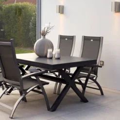 HARTMAN Xanadu / Primo Sitzgruppe, Xerix, Alu/Textilene/Glaskeramik, 4 Multipo, 160/220x100cm