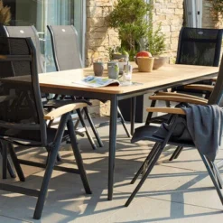 HARTMAN Silencio / Alice Sitzgruppe, Xerix/natur, Alu/Teak, 4x4 Textilen, 8 Multipo, 220x100cm, FSC-Teak Armlehnen