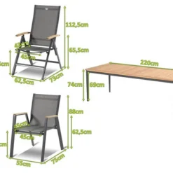 HARTMAN Silencio / Aruba Sitzgruppe, Xerix/natur, Alu/Teak, 2 Dining Sessel, 6 Multipo, 220x100cm, FSC-Teak Armlehnen -Günstiges Garten Perle Geschäft 23207 5.jpg
