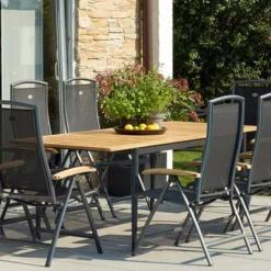 HARTMAN Silencio / RaffaeloSitzgruppe, Xerix/natur, Alu/Teak, 8 Multipo, 160/220x90cm, FSC-Teak Armlehnen