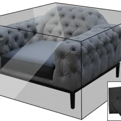 OUTFLEXX Premium Abdeckhaube Für Sessel, Schwarz, Z.B. 21870, 120 X 107 X 75 Cm, Wasserbeständig, Integriertes Zugband