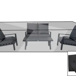OUTFLEXX Premium Abdeckhaube Für Loungesets, Schwarz, Z.B. 21791, 265 X 140 X 82 Cm, Wasserbeständig, Integriertes Zugband