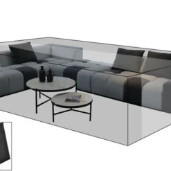OUTFLEXX Premium Abdeckhaube Für Ecklounge, Schwarz, Polyester, 250 X 285 X 60 Cm, Wasserbeständig, Integriertes Zugband
