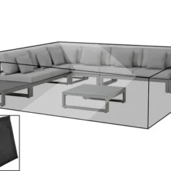 OUTFLEXX Premium Abdeckhaube Für Ecklounge, Schwarz, Z.B. 21820, 300 X 300 X 50 Cm, Wasserbeständig, Integriertes Zugband