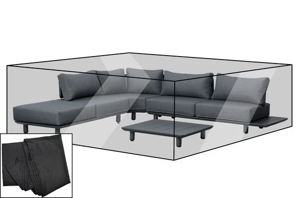 OUTFLEXX Premium Abdeckhaube Für Ecklounge, Schwarz, Z.B. 21806, Polyester, 355 X 325 X 70 Cm, Wasserbeständig 1 OUTFLEXX Premium Abdeckhaube Für Ecklounge, Schwarz, Z.B. 21806, Polyester, 355 X 325 X 70 Cm, Wasserbeständig