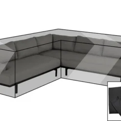 OUTFLEXX Premium Abdeckhaube Für Ecklounge, Schwarz, Z.B. 20454 / 21593 / 20455, 265 X 170 X 65 Cm, Wasserbeständig, Integriertes Zugband
