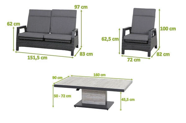 SIENA GARDEN Solea/Bellani Dining Lounge, Anthrazit/night-blue, Alu/Gardino®-Geflecht/Keramik, Für 4 Personen,160 X 90 X 50-72cm, Stufenlos Verstellbar 5 SIENA GARDEN Solea/Bellani Dining Lounge, Anthrazit/night-blue, Alu/Gardino®-Geflecht/Keramik, Für 4 Personen,160 X 90 X 50-72cm, Stufenlos Verstellbar – Bild 5