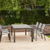 SIENA GARDEN Carlos/Velia Dining Set, Anthrazit/grau, Alu/Ranotex®-Gewebe/Keramik, 220 X 100cm, Inkl. 6 Diningsessel