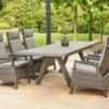 SIENA GARDEN Tirana/Solea Dining Set, Anthrazit/blau, Alu/Gardino®-Geflecht/Keramik, 205-265 X 103 X 76 Cm, Inkl. 6 Diningsessel, Stufenlos Verstellbar