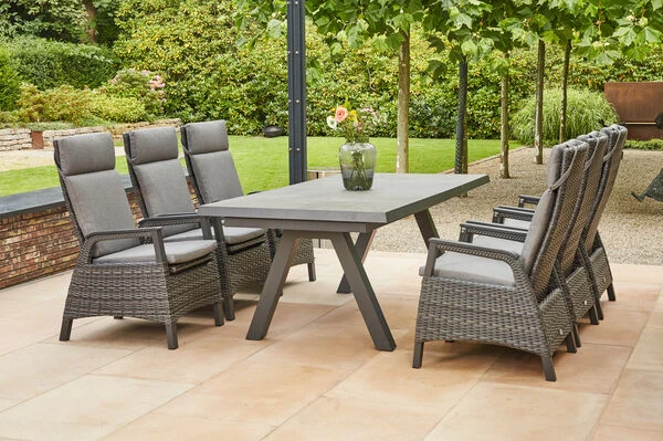 SIENA GARDEN Tirana/Solea Dining Set, Anthrazit/blau, Alu/Gardino®-Geflecht/Keramik, 205-265 X 103 X 76 Cm, Inkl. 6 Diningsessel, Stufenlos Verstellbar 17 SIENA GARDEN Tirana/Solea Dining Set, Anthrazit/blau, Alu/Gardino®-Geflecht/Keramik, 205-265 X 103 X 76 Cm, Inkl. 6 Diningsessel, Stufenlos Verstellbar – Bild 17
