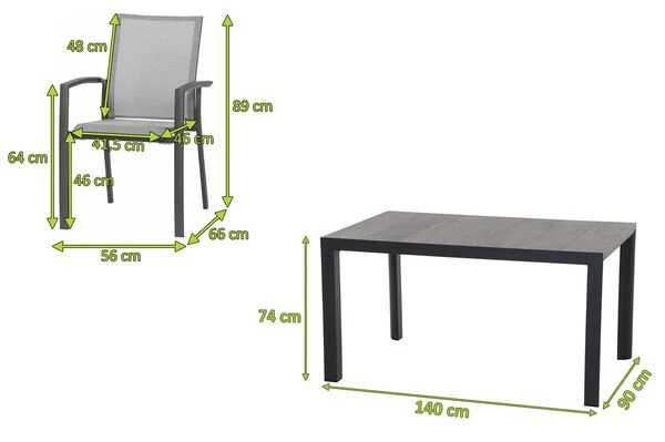 SIENA GARDEN Silva/Velia Dining Set, Anthrazit/grau, Alu/Ranotex®-Gewebe/Keramik, 140 X 90cm, Inkl. 4 Diningsessel 5 SIENA GARDEN Silva/Velia Dining Set, Anthrazit/grau, Alu/Ranotex®-Gewebe/Keramik, 140 X 90cm, Inkl. 4 Diningsessel – Bild 5