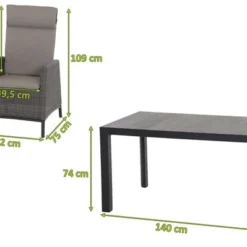SIENA GARDEN Silva/Amira Dining Set, Anthrazit/grau, Alu/Gardino®-Geflecht/Keramik, 140 X 90cm, Inkl. 4 Diningsessel, Verstellbar -Günstiges Garten Perle Geschäft 23828 5.jpg