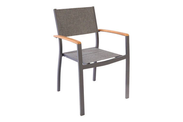 VILLANA Esstischgarnitur, Anthrazit/grau, Alu/ FSC-Akazienholz, Ausziehtisch 150/200 Cm, 6 Stapelstühle 17 VILLANA Esstischgarnitur, Anthrazit/grau, Alu/ FSC-Akazienholz, Ausziehtisch 150/200 Cm, 6 Stapelstühle – Bild 17