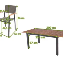 VILLANA Esstischgarnitur, Anthrazit/grau, Alu/ FSC-Akazienholz, Ausziehtisch 150/200 Cm, 6 Stapelstühle 23 VILLANA Esstischgarnitur, Anthrazit/grau, Alu/ FSC-Akazienholz, Ausziehtisch 150/200 Cm, 6 Stapelstühle -Günstiges Garten Perle Geschäft 23910 05.jpg