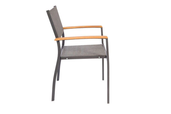 VILLANA Esstischgarnitur, Anthrazit/grau, Alu/ FSC-Akazienholz, Ausziehtisch 150/200 Cm, 6 Stapelstühle 18 VILLANA Esstischgarnitur, Anthrazit/grau, Alu/ FSC-Akazienholz, Ausziehtisch 150/200 Cm, 6 Stapelstühle – Bild 18